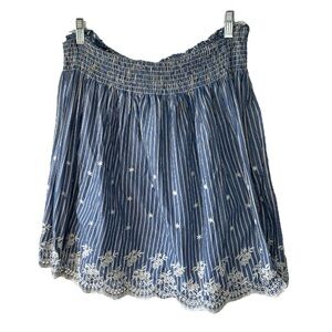 Max Studio stripe and floral eyelet skirt